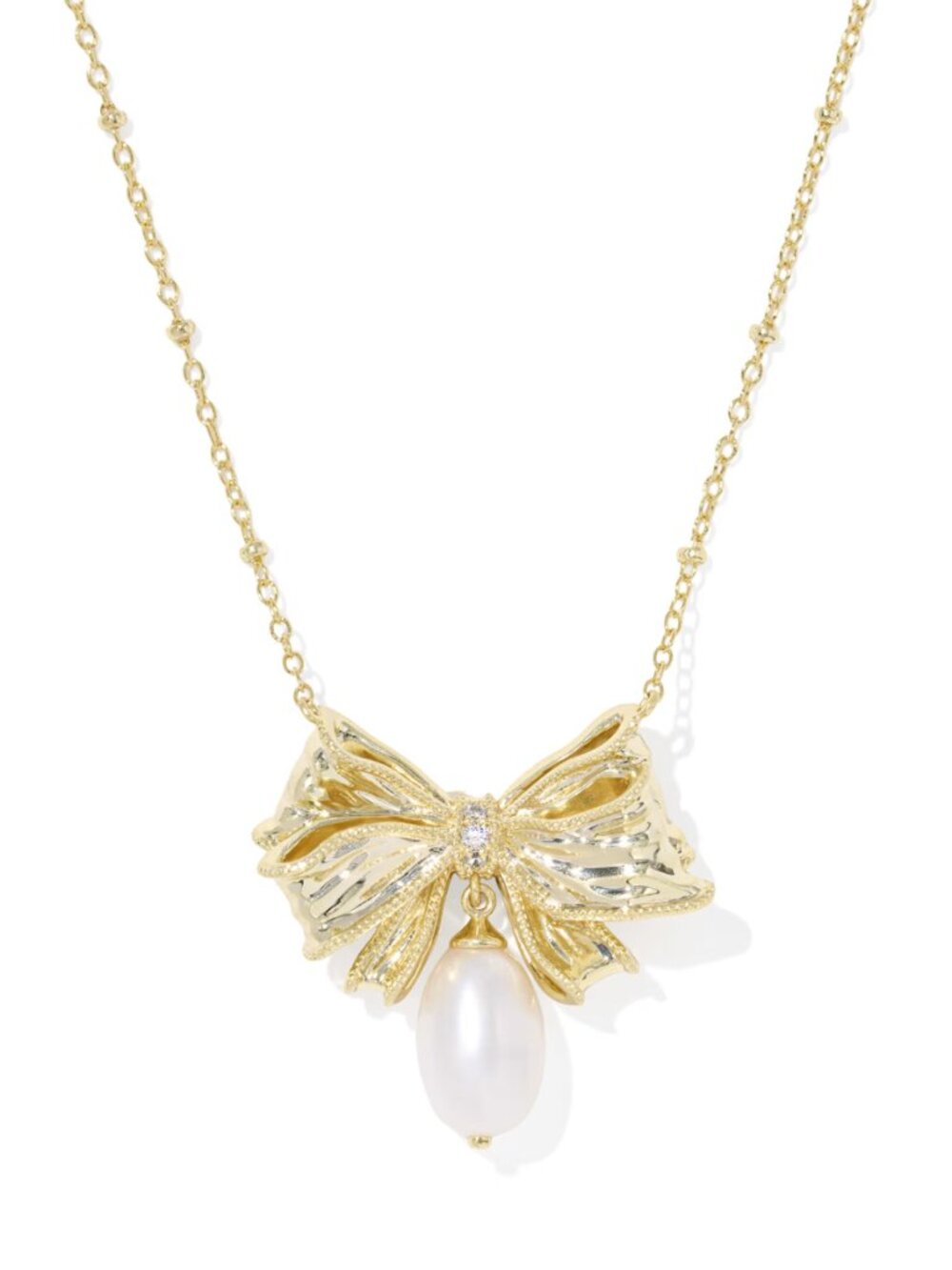 Kendra Scott x LoveShackFancy Pearl Bow Gold Necklace